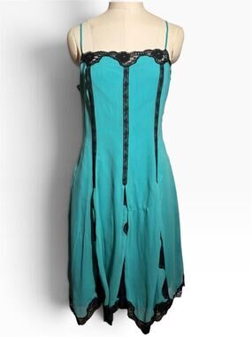 Betsey Johnson Y2K silk lace flapper style 
dress
